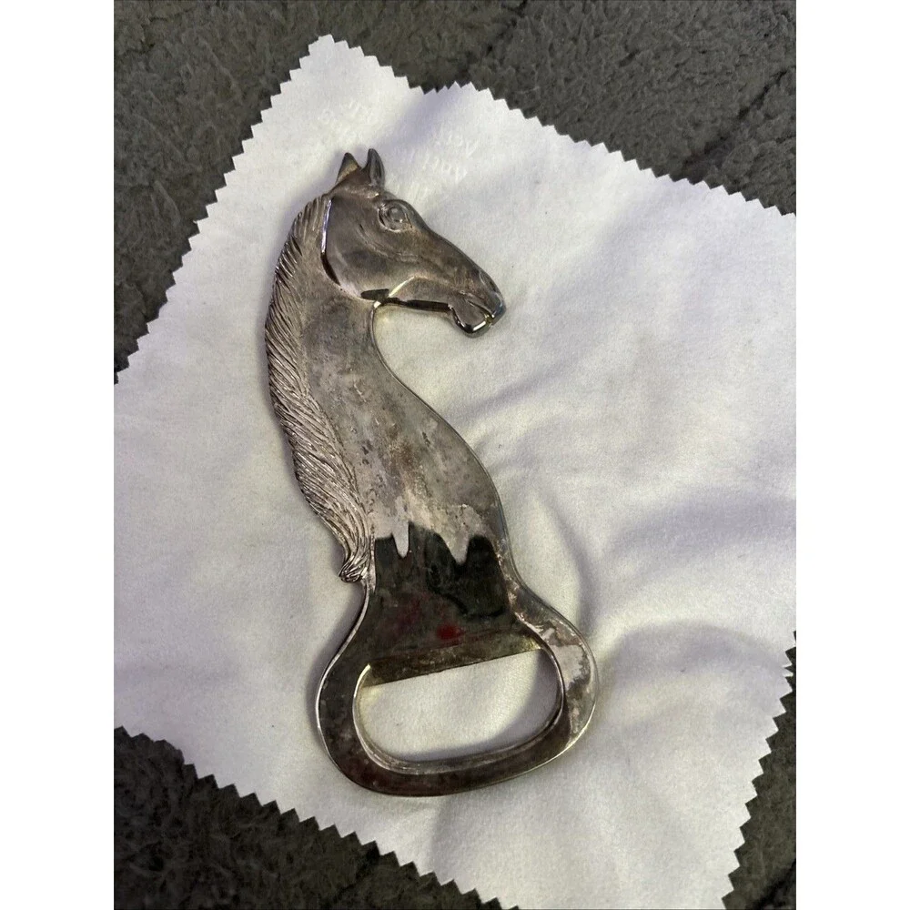 Silver Plated Horse Bottle Opener  Marked Finland